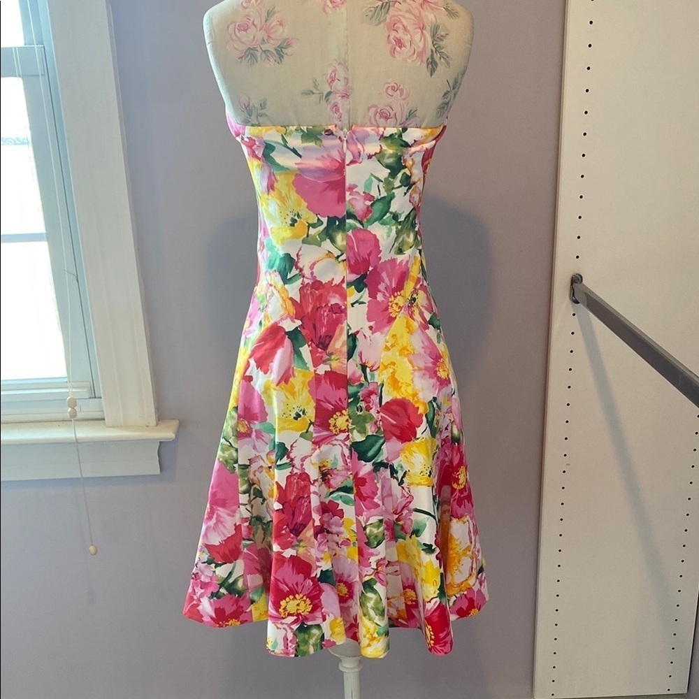 Ralph Lauren Pink Yellow Trumpet Midi Dress - Picture 7 of 11
